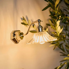Chrome Floral Glass Wall Sconce - Modern Bedside Sconce