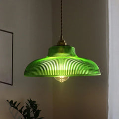 Glass Dome Pendant Light Polished Copper Hanging Illumination