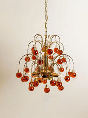 Gold Crystal Droplet Chandelier with Cascading Metal Frame