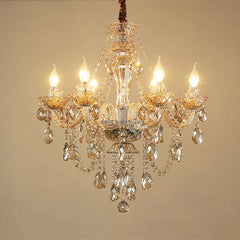 Gold Crystal Waterfall Chandelier with Draping Gemstone Accents