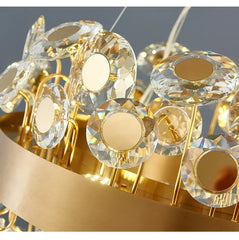 Gold Crystal Floral Chandelier Pendant Light with Mirror Accents