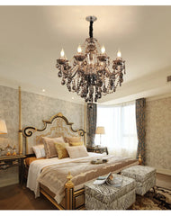 Gold Crystal Waterfall Chandelier with Draping Gemstone Accents