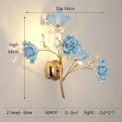 Gold Flower Crystal Wall Sconce Light Multi-Arm