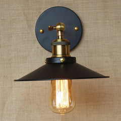 Brass Cone Shade Industrial Wall Sconce with Adjustable Arm