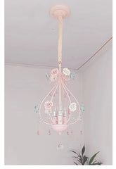 Pink Rose Crystal Chandelier Multi-Arm Pendant Light