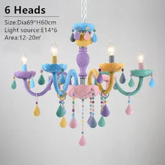 Macaron Crystal Chandelier Pastel Floral Semi-Flush Ceiling Light
