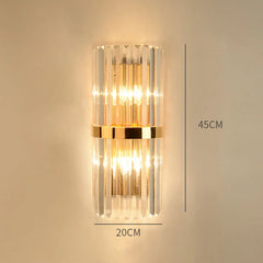 Wall-mounted light fixture with dimensions on a beige background