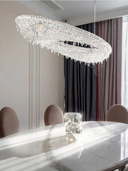 Modern Gold Ring Crystal Chandelier Pendant Light with Cascading Drops