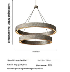 Chandelier with dimensions and specifications on a white background