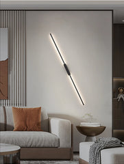 Modern Black Linear LED Wall Sconce with Up/Downlight, Aluminum