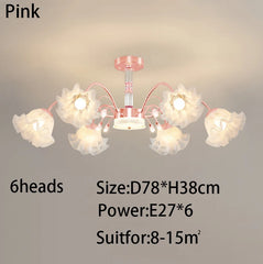 Gold Floral Semi-Flush Ceiling Light Chandelier Fixture