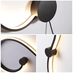 Modern Black Wave LED Sconce Light Fixture - Artistic Wall Lighting