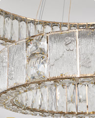 Close-up of a crystal chandelier with intricate design