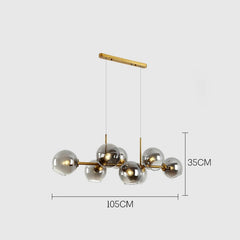 Smoked Gray Glass Orb Pendant Light with Black Metal Frame