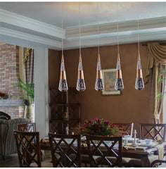 Gold Crystal Teardrop Pendant Light Fixture, Dimmable Remote Control