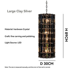 Gold Crystal Prism Faceted Pendant Chandelier with Chain