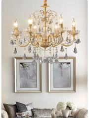 Gold Crystal Waterfall Chandelier Light with Tiered Cascade Droplets