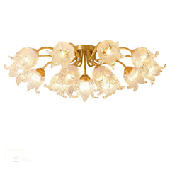 Ceiling light fixture with measurements on a brown background