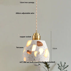 Pendant light with labeled parts on a neutral background