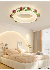 White Flower Ring Semi-Flush Ceiling Light LED