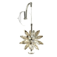Chrome Flower Sconce with Faceted Crystal Accents and Sparkle Effect