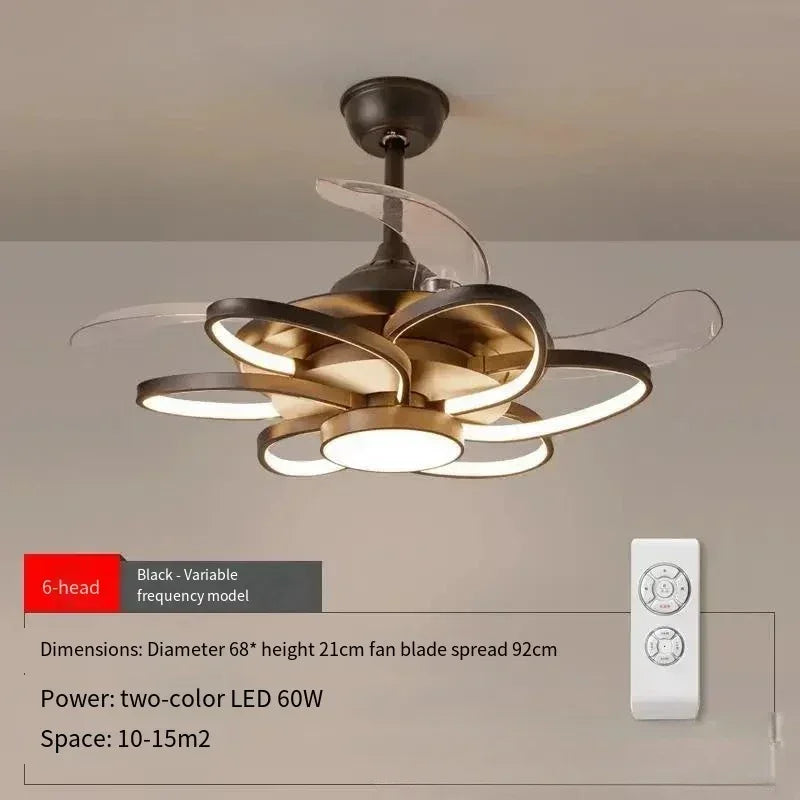 Modern ceiling fan with light fixture on a neutral background