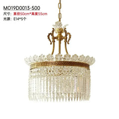 Gold Crystal Tiered Waterfall Chandelier with Leaf Accents