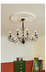 Black Candelabra Crystal Chandelier With Pearl Beads