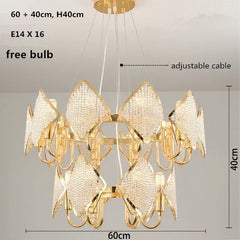 Gold Crystal Diamond Tiered Chandelier Pendant Light Modern Design
