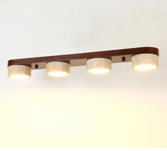 Natural Stone and Wood Linear Flush Mount Light Fixture