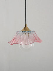 Glass Flower Pendant Light with Metal Accents Fixture
