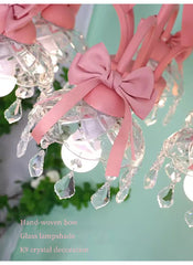 Pink Bow Crystal Chandelier Multi-Arm Pendant Light