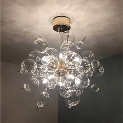 Modern Bubble Pendant Light with Glass Orbs and Starburst Design