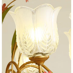 Gold Floral Arm Chandelier Hanging Ceiling Light Fixture