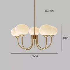 Gold Globe Cluster Pendant Light with Pink Glass Shades
