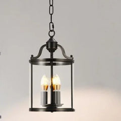 Brass Cylinder Lantern Pendant Light with Clear Glass Shade