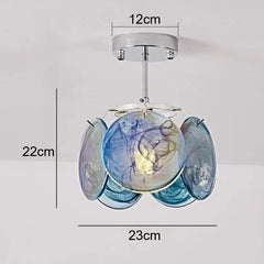 Artistic Swirl Glass Petal Pendant Light Fixture with Chrome Base