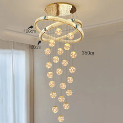 Chandelier with measurement labels on a neutral background
