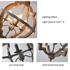 Barbed Quatrefoil Wooden Iron Pendant Light