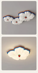 White Petal Flower Flush Mount Light with Multicolor Accents