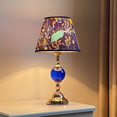 Brass Table Lamp with Floral Shade