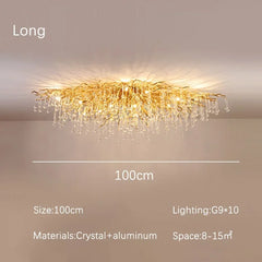 Gold Crystal Cascade Chandelier Surface Mount Light