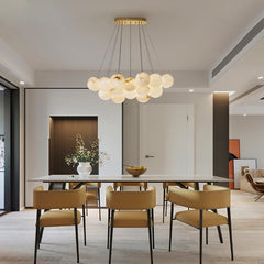 Gold Marble Bubble Cluster Pendant Light Fixture with Suspended Globes