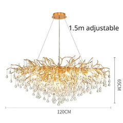 Gold Crystal Cascade Chandelier Surface Mount Light