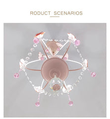 Pink Rose Crystal Chandelier Multi-Arm Pendant Light
