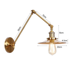 Brushed Gold Cone Shade Adjustable Wall Sconce Hanging Ceiling Light