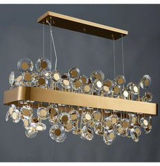 Gold Crystal Floral Chandelier Pendant Light with Mirror Accents