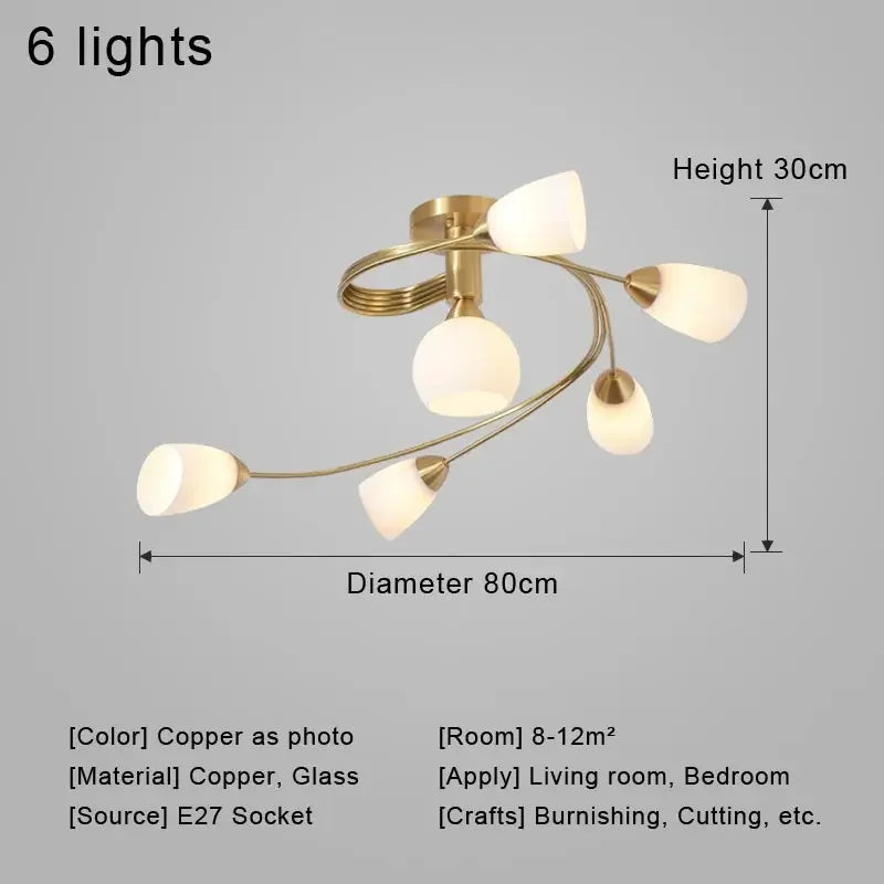 Ceiling light fixture with measurements and specifications on a gray background