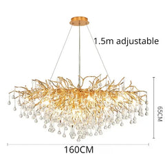 Gold Crystal Cascade Chandelier Surface Mount Light