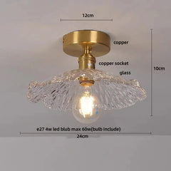 Ceiling light fixture with measurements on a gray background
